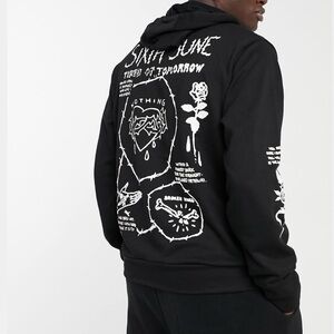 Sixth June custom print hoodie in black